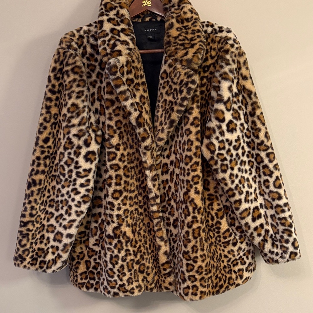 Halogen Animal Print Teddy Jacket